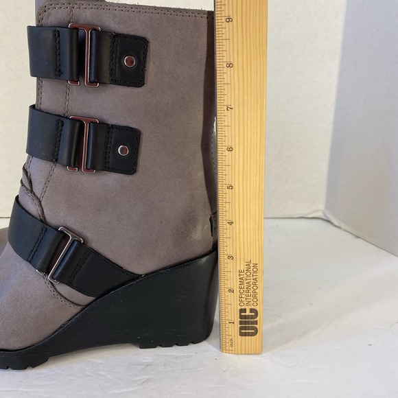 Sorel After Hours Wedge Moto Bootie Gray Buckle Zip Up Womens Size 7.5 - Picture 15 of 16